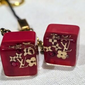 Louis Vuitton Red Dice Charm Pair with Gold Accents